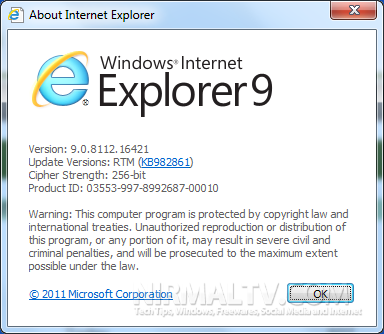 Internet Explorer 9 Vista