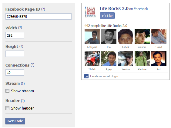 facebook like box. To add the like box, open the Facebook Social Plugins page.