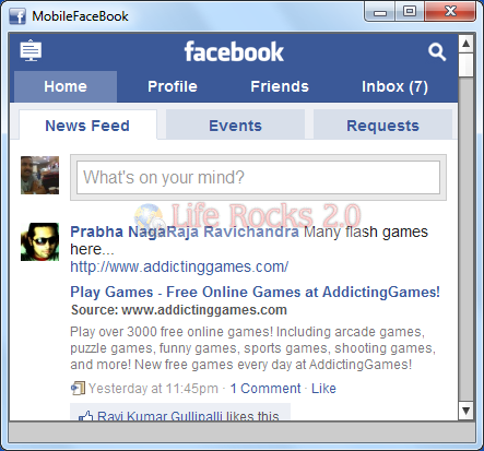 facebook on mobile. You get a mobile version of Facebook on your desktop. Facebook Mobile
