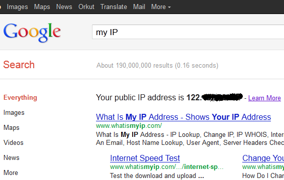 google ip search results