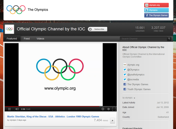 Olympics YouTube channel