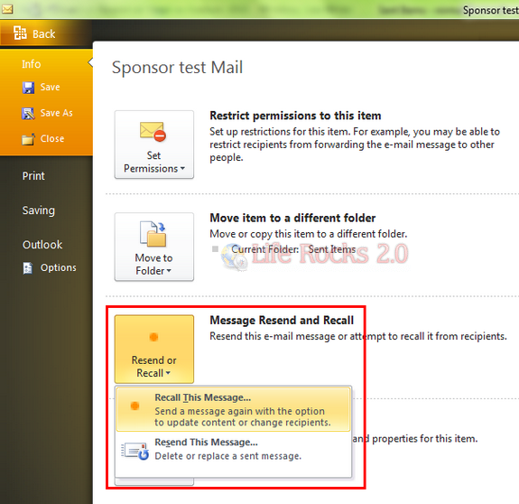 recall option in office 2010