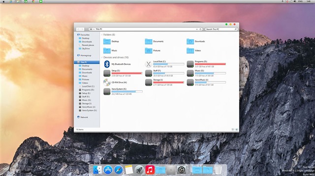Trasformare Windows in Mac OS X Yosemite con Mac OS X (Yosemite) Transformation Pack