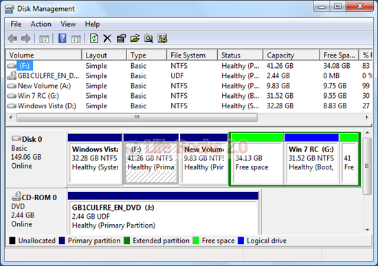 No Disk Management Vista