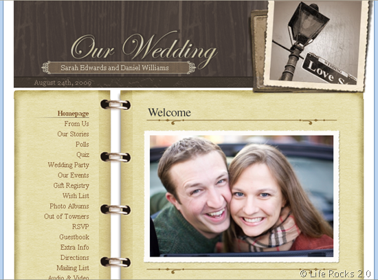 Sample Wedding site Features of eWedding free account 