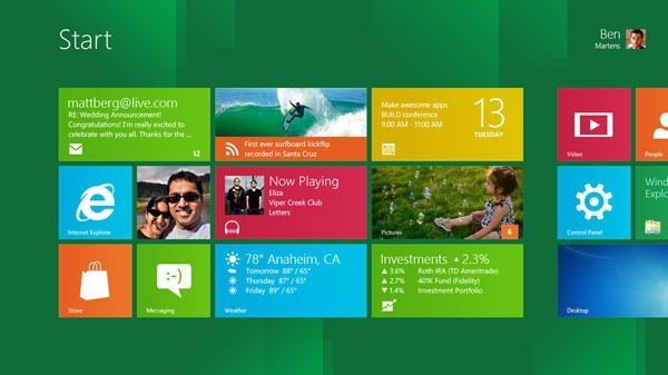 Windows 8 Start Screen Features