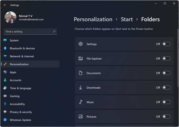 Add folders to start menu