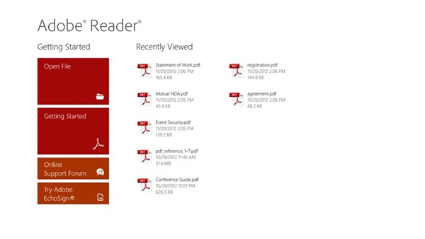 Adobe Reader for Windows 8