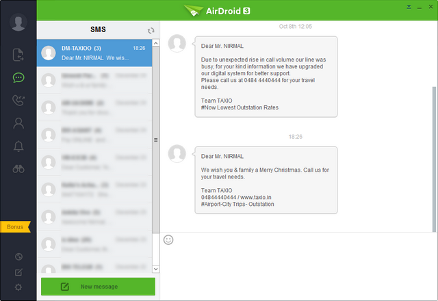 AirDroid 3 SMS