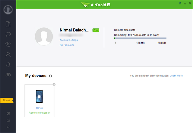 AirDroid 3 home