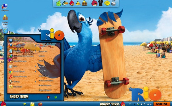 Angry birds theme for Windows 7