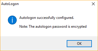 Auto login windows 10 configured