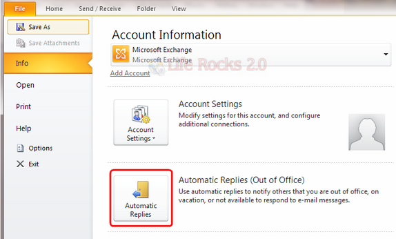 how to put out of office in microsoft outlook 2010