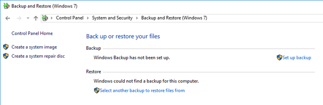 Backup windows