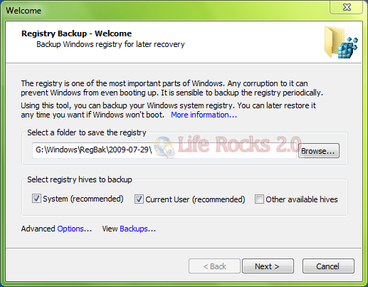 restore registry from backup