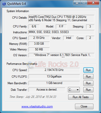 Bench mark PC performance