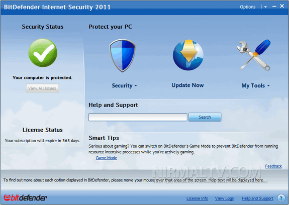 BitDefender Internet Security Main page