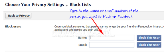 Block users in Facebook