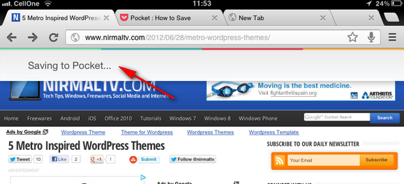 Bookmarklet in action
