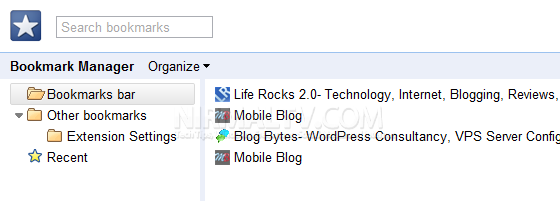 Bookmarks on Chrome