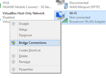 Create a Network Bridge in Windows 10