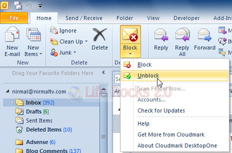 Cloudmark desktop one Outlook 2010