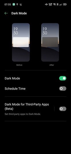 Color OS dark mode