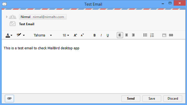 mailbird black border around compose window