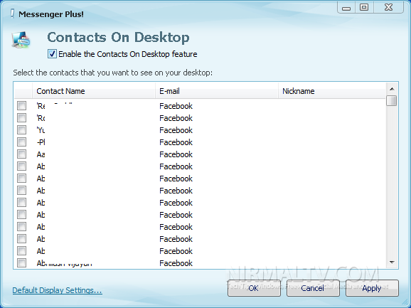 Contacts on Desktop
