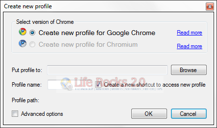Create New profile Chrome