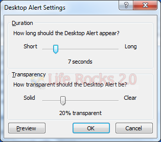 Desktop alert Settings