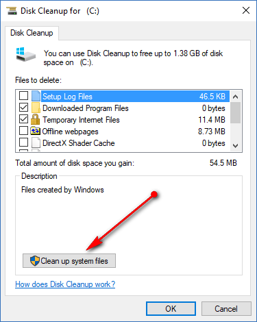 Disk clean up Windows 10