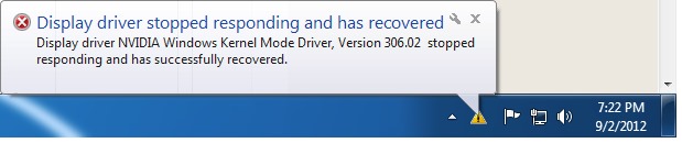 Display driver stopped responding and has recovered