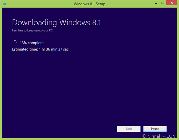 Downloading Windows 8.1 percentage