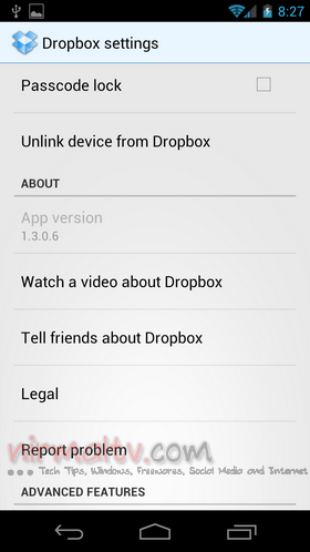 Dropbox Settings