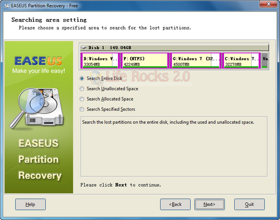 EASEUS Partition Recovery Search