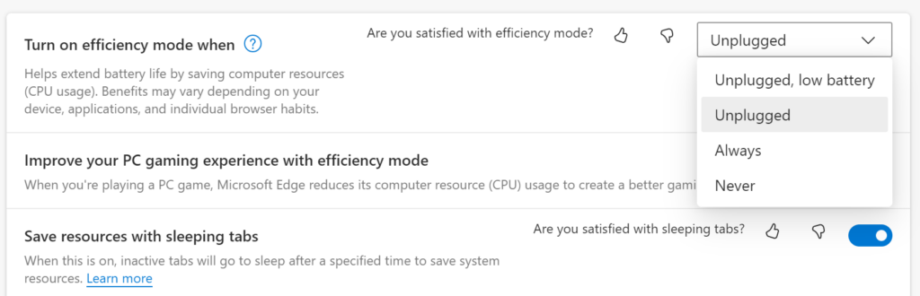 Use Efficiency Mode in Microsoft Edge