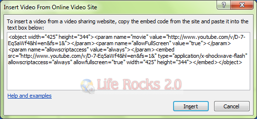 Embed video code