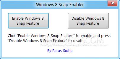 Enable snap in windows 8