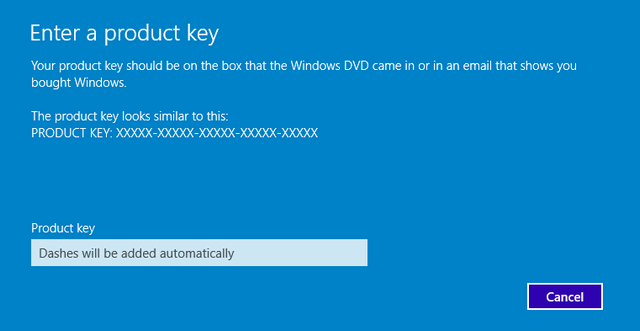 Enter product key