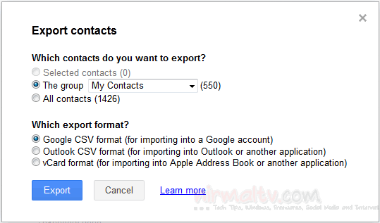 Export contacts