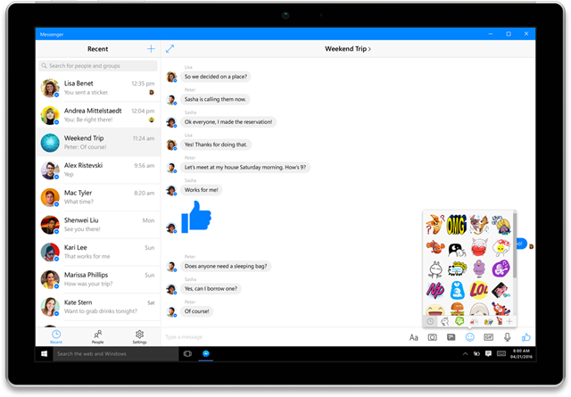 Facebook messenger for Windows 10