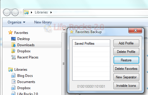 Favorites manager for Windows 7