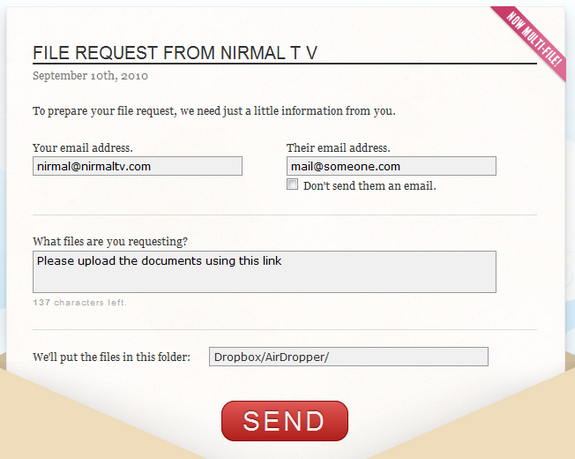 File Request form