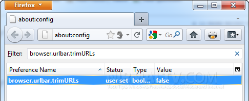 Firefox 7 full URL