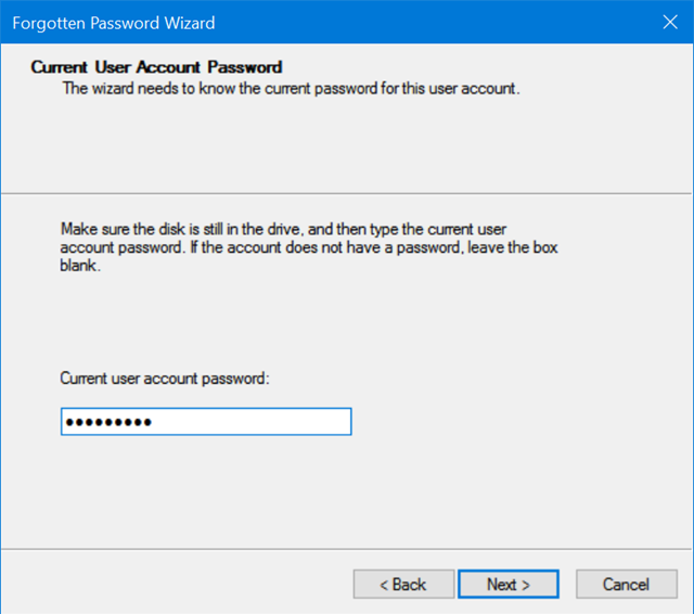 Forgotten password- current password