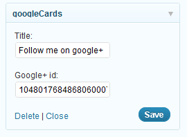 Google Card settings