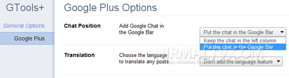 Google Plus options