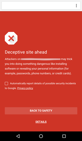 Google safe browsing chrome for Android