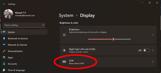 windows turn on hdr